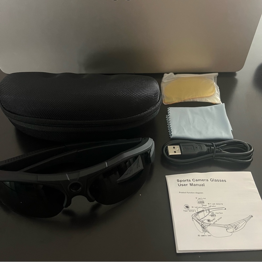 Video recording sports camera glasses, black, NEW!